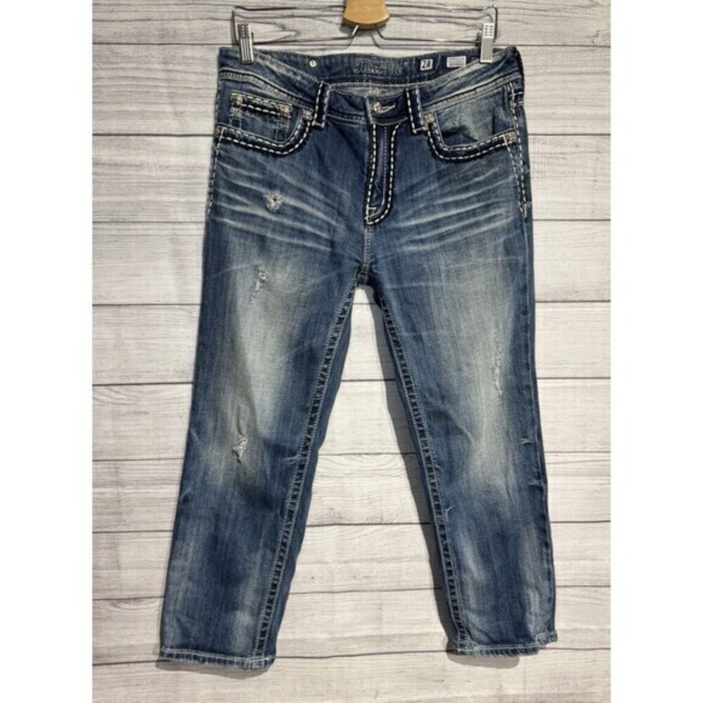Miss Me Jeans Womens Size 28 Boyfriend Distressed Mid Rise  Denim Jeans